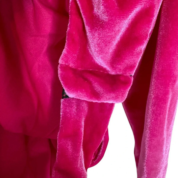 ZARA Pink Velvet Bodysuit Asymmetric Neck Long Sleeve Magenta Pink Size S - Picture 7 of 15